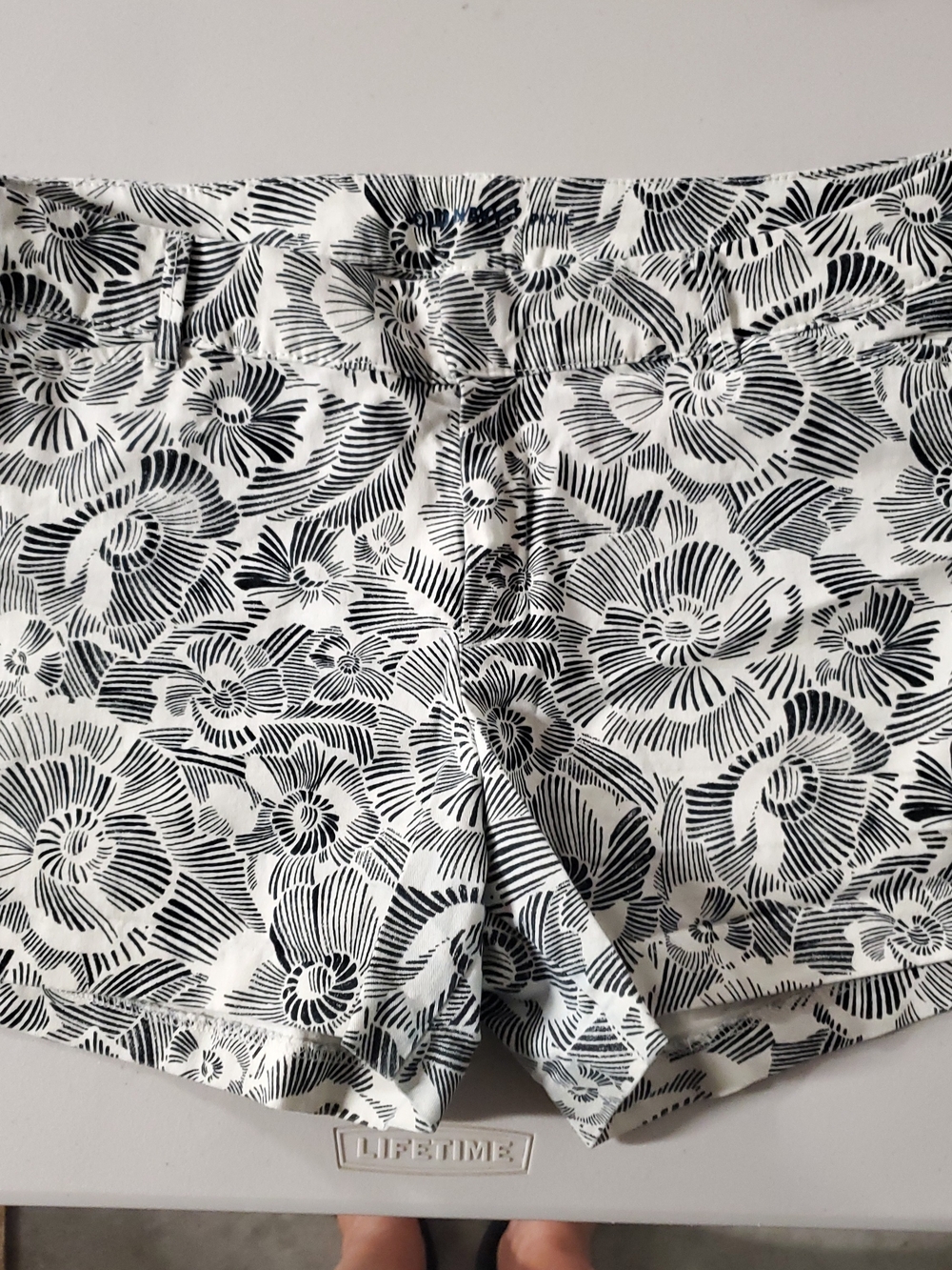 Old Navy Black and White Floral Jean Shorts